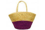 Straw Tote: Woven Wheat Straw Tote - 2 Tones - Purple - BG-R11053PL